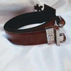Boconi Reversible Leather Belt Chocolate Black